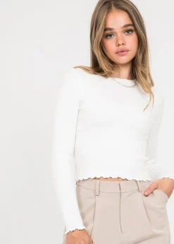 Pulls L Cardigans^Outfitbook Pull avec ourlet à volant blanc