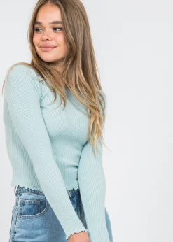 Pulls L Cardigans^Outfitbook Pull avec ourlet à volant bleu