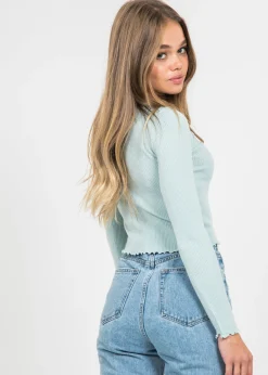 Pulls L Cardigans^Outfitbook Pull avec ourlet à volant bleu