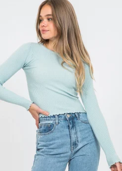 Pulls L Cardigans^Outfitbook Pull avec ourlet à volant bleu
