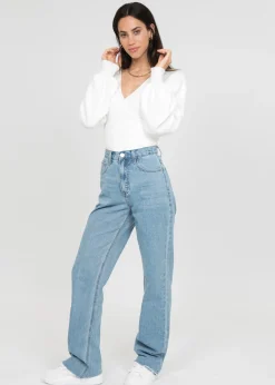 Pulls L Cardigans^Outfitbook Pull cache coeur à manches ballons BLANC