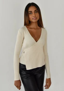 Pulls L Cardigans^Outfitbook Pull cache-coeur en maille côtelée BEIGE