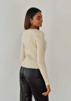 Pulls L Cardigans^Outfitbook Pull cache-coeur en maille côtelée BEIGE