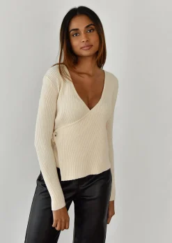 Pulls L Cardigans^Outfitbook Pull cache-coeur en maille côtelée BEIGE