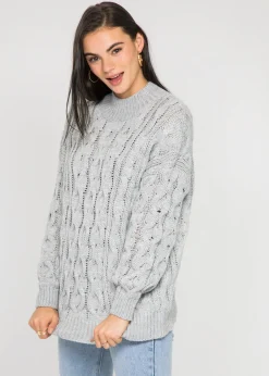 Pulls L Cardigans^Outfitbook Pull col haut en maille torsadée GRIS