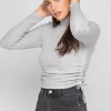 Pulls L Cardigans^Outfitbook Pull col montant froncé sur les côtés gris