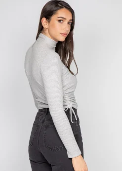 Pulls L Cardigans^Outfitbook Pull col montant froncé sur les côtés gris