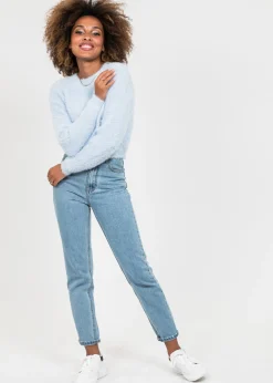 Pulls L Cardigans^Outfitbook Pull col rond duveteux BLEU