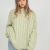 Pulls L Cardigans^Outfitbook Pull col rond en maille torsadée VERT