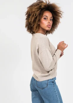 Pulls L Cardigans^Outfitbook Pull col V en maille taupe