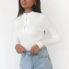 Pulls L Cardigans^Outfitbook Pull côtelé avec col zippé blanc white