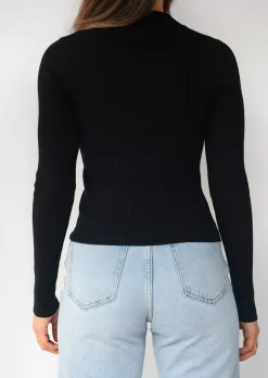 Pulls L Cardigans^Outfitbook Pull côtelé avec col zippé noir