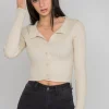 Pulls L Cardigans^Outfitbook Pull côtelé avec col à revers BEIGE