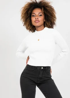 Pulls L Cardigans^Outfitbook Pull côtelé ras de cou BLANC
