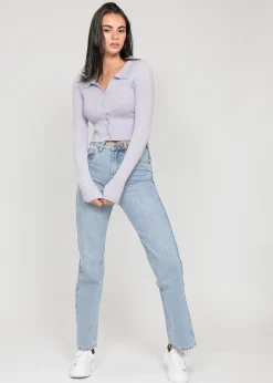 Pulls L Cardigans^Outfitbook Pull côtelé avec col à revers LILAS