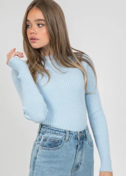 Pulls L Cardigans^Outfitbook Pull côtelé ras de cou BLEU