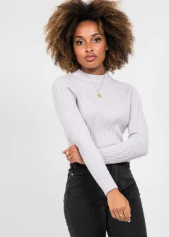 Pulls L Cardigans^Outfitbook Pull côtelé ras de cou MAUVE