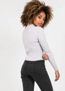 Pulls L Cardigans^Outfitbook Pull côtelé ras de cou MAUVE