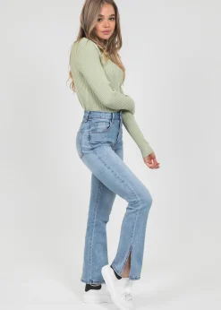 Pulls L Cardigans^Outfitbook Pull côtelé ras de cou VERT