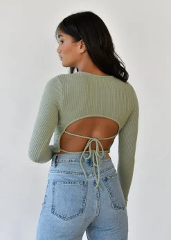 Pulls L Cardigans^Outfitbook Pull dos ou avec liens à nouer VERT