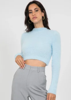 Pulls L Cardigans^Outfitbook Pull duveteux col montant BLEU