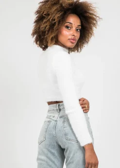 Pulls L Cardigans^Outfitbook Pull duveteux col montant BLANC