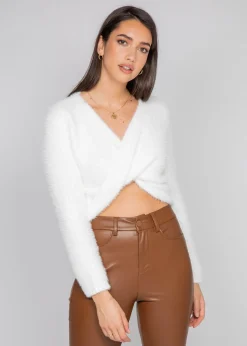 Pulls L Cardigans^Outfitbook Pull duveteux drapé BLANC