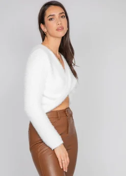 Pulls L Cardigans^Outfitbook Pull duveteux drapé BLANC