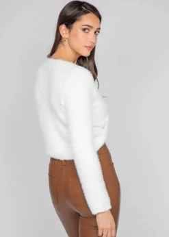 Pulls L Cardigans^Outfitbook Pull duveteux drapé BLANC