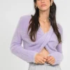 Pulls L Cardigans^Outfitbook Pull duveteux drapé LILAS