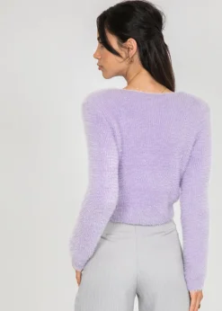 Pulls L Cardigans^Outfitbook Pull duveteux drapé LILAS