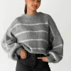 Pulls L Cardigans^Outfitbook Pull en maille à rayures laine GRIS