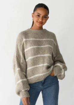 Pulls L Cardigans^Outfitbook Pull en maille à rayures laine BEIGE