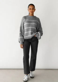 Pulls L Cardigans^Outfitbook Pull en maille à rayures laine GRIS
