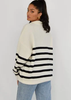 Pulls L Cardigans^Outfitbook Pull en maille à rayures zippé