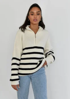 Pulls L Cardigans^Outfitbook Pull en maille à rayures zippé