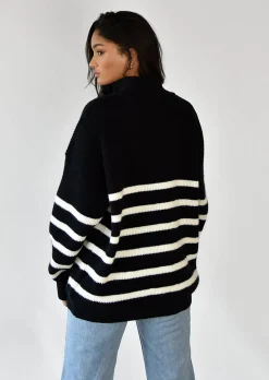 Pulls L Cardigans^Outfitbook Pull en maille à rayures zippé NOIR