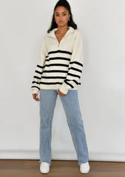 Pulls L Cardigans^Outfitbook Pull en maille à rayures zippé