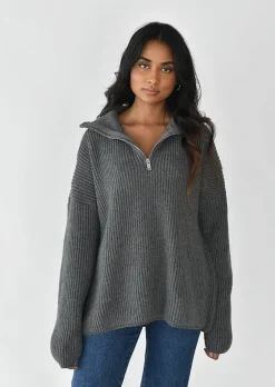 Pulls L Cardigans^Outfitbook Pull en maille à zip GRIS