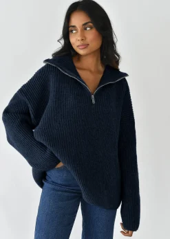 Pulls L Cardigans^Outfitbook Pull en maille à zip BLEU