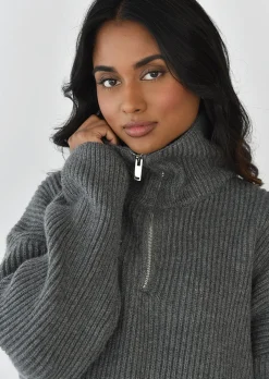 Pulls L Cardigans^Outfitbook Pull en maille à zip GRIS