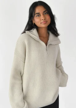 Pulls L Cardigans^Outfitbook Pull en maille à zip BEIGE