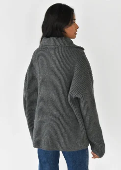 Pulls L Cardigans^Outfitbook Pull en maille à zip GRIS