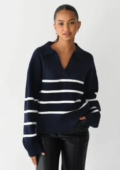 Pulls L Cardigans^Outfitbook Pull en maille avec col à revers Bleu