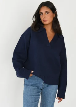 Pulls L Cardigans^Outfitbook Pull en maille avec col à revers BLEU