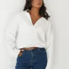 Pulls L Cardigans^Outfitbook Pull en maille avec col à revers blanc