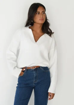 Pulls L Cardigans^Outfitbook Pull en maille avec col à revers blanc