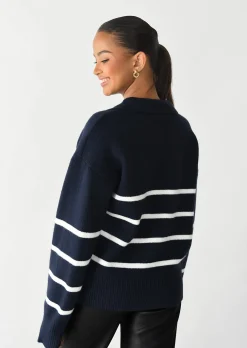 Pulls L Cardigans^Outfitbook Pull en maille avec col à revers Bleu