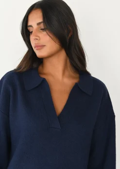 Pulls L Cardigans^Outfitbook Pull en maille avec col à revers BLEU