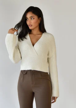 Pulls L Cardigans^Outfitbook Pull en maille col V croisé BEIGE